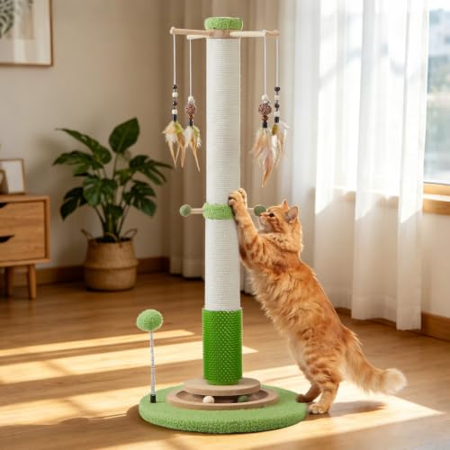 38" Tall Sisal Cat Scratching Post with Stable Base for Indoor Adult Cats - size: 38 Inch Tall