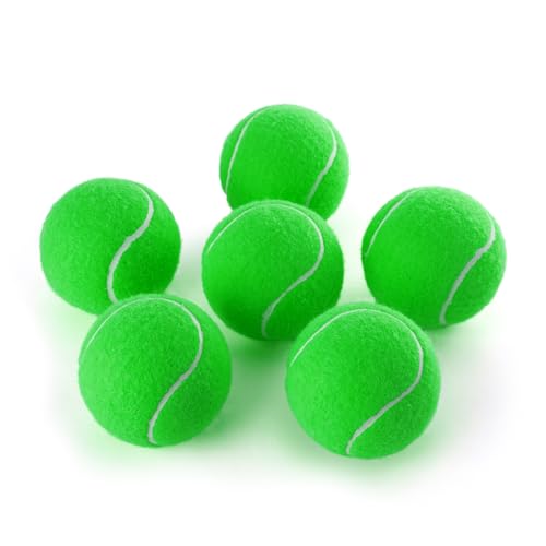 PHOEPET 6-Pack Tennis Balls for Beginner Training Practice- Bulk Dog Balls - color: Green-6 Pack, size: Medium 2.5"- 6 Pack