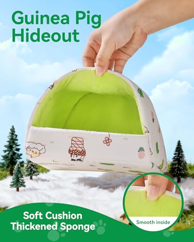 2 Pack Hamster Hideout Bed, Washable Small Animal House Bed Hamster House - color: Beige+Blue, size: 6*6in