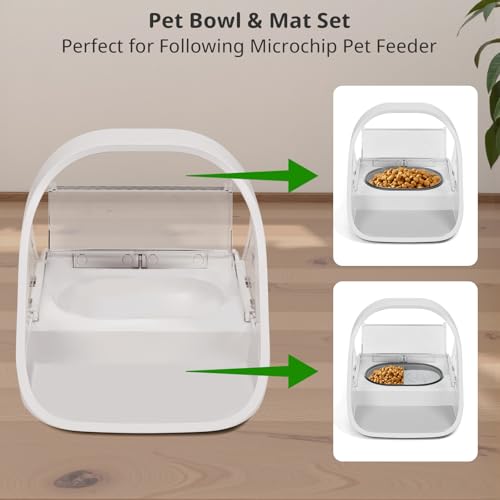Bowl & Mat Set for Automatic Microchip Cat Pet Feeder, Sealing Ring Design for Keeping Food Fresh and Reducing Odor, Easy to Clean(Grey) - color: Grey Bowls