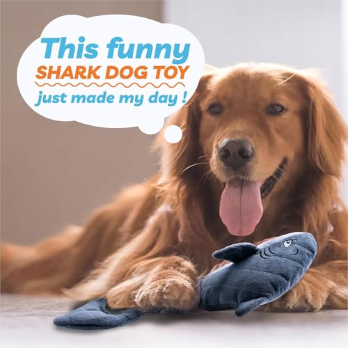 LEGEND SANDY Large Squeaky Dog Toys to Keep Them Busy, Interactive Plush Dog Toy,Crinkle Tug of War Dog Chew Toy for Small, Medium, and Large Dog - color: 1 Pack Grey Shark