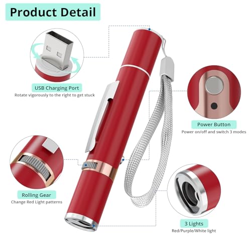 TBTeek Cat Toys, with Metal Case, 2 Pieces, Rechargeable (Red - color: Red