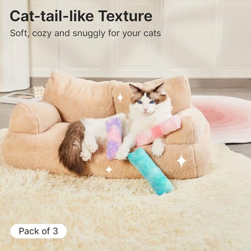Potaroma Cat Toys Pillows, 3 Pcs, Catnip Inside, Interactive Indoor Fun - color: Pastel Colors