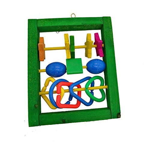 Litewoo Pet Bird Parrot Intellective Toy Multicolor Intelligence Training Development Abacus Chew Toy for Macaw African Greys Budgies Parakeet Cockatiels Cage Hanging Chewing Toy (Random Color) - color: bird train toy 2