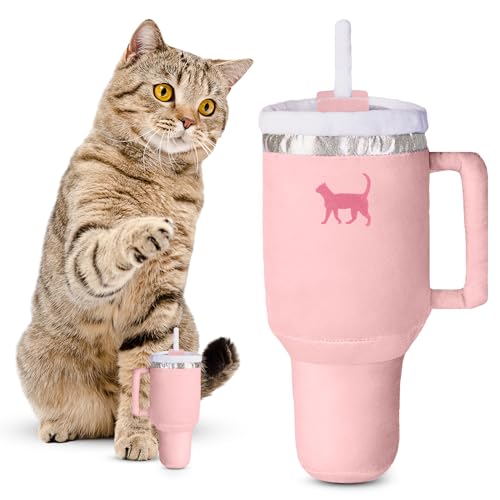 PUPROAR Kitty Cup Catnip Cat Toy, Cat Birthday Gift & Cute Girly Accessory, Crinkle Toy for Indoor Cats (Pink Peach Dust) - color: Pink PeachDust