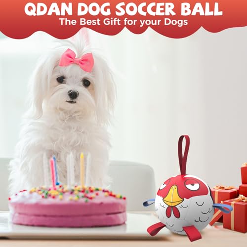 QDAN Small Puppy Dog Soccer Ball with Straps, Durable Herding Toys, 5 Inch - color: Red, size: 5 Inch
