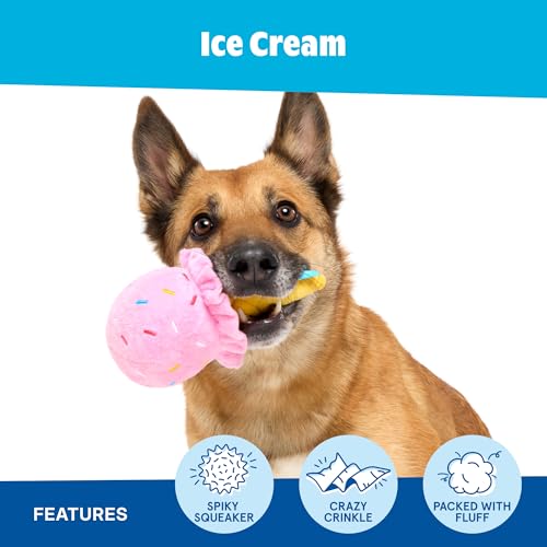 BarkBox Slobbery Ice Cream Cone Dog Toy - Toy for Small to Medium Dogs - color: Slobbery Ice Cream Cone