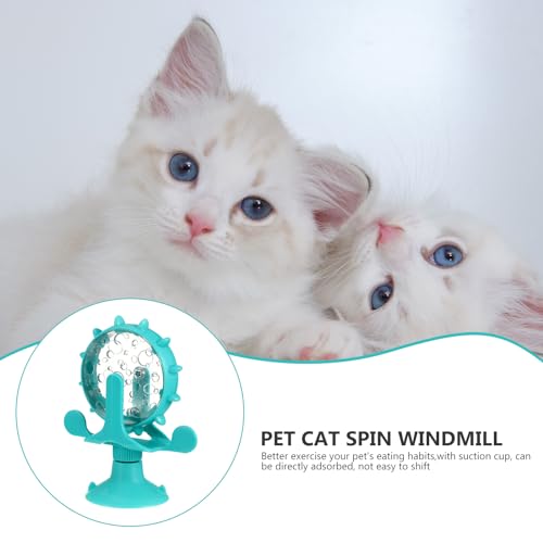iplusmile Cat Feeding Toy Rotating Windmill Slow Food Dispenser Interactive Treat Leakage Toy for Indoor Play Iq Training 5.11 X 1.57 X 6.69 in - color: Blue