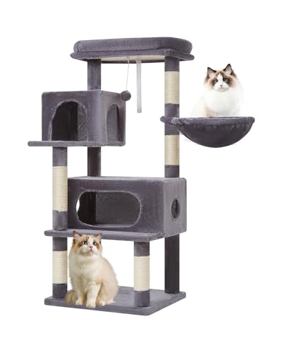 Taoqimiao Cat Tree, 49In Cat Tower for Indoor Cats Large Adult - color: Smoky Gray, size: 49.2 Inches