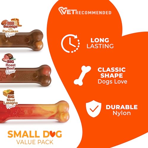 Nylabone Power Chew Original Bone Dog Chew Toys, X-Small, 3 Count - size: X-Small