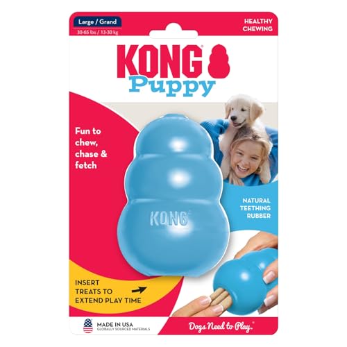 KONG Puppy, Natural Rubber Teething Chew Toy, for Large Puppies, Blue - color: Blue, size: Large (Pack of 1)