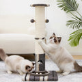 Woochpet Cat Scratching Post 34"Tall Grey Sisal Scratcher Tree With Cat Toy - color: Grey