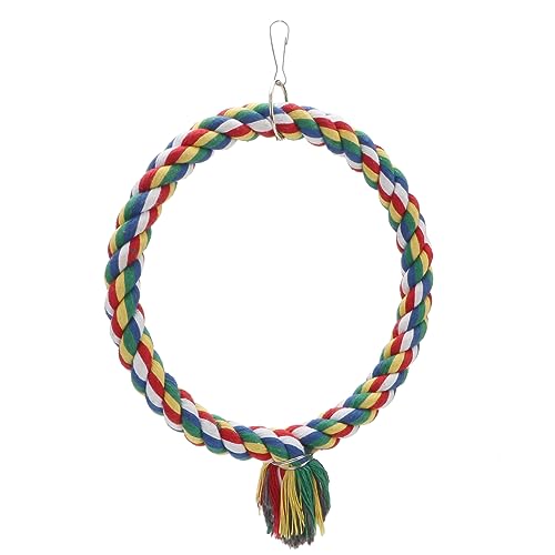 Wontee Bird Swing Colorful Rope Perch Climbing Toy for Parrots (S 7.5inch) - size: Small (7.5 inch)