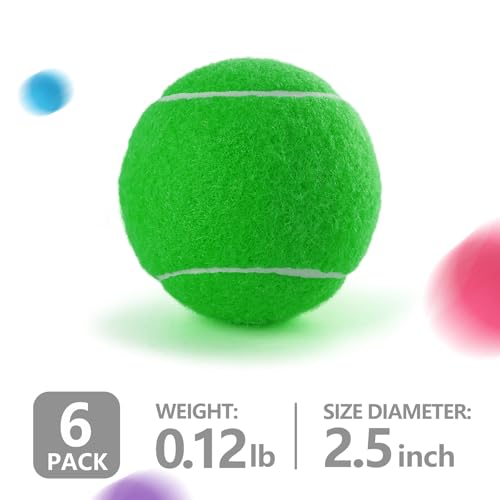 PHOEPET 6-Pack Tennis Balls for Beginner Training Practice- Bulk Dog Balls - color: Mix Colors-6 Pack, size: Medium 2.5"- 6 Pack