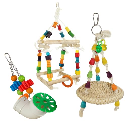 Jungle Canopy Toy Bundle - Colorful Interactive Climbing Forage Cage Accessory Toy Set - for Sugar Gliders, Rats, Ferrets, Hamsters, Squirrels, Parrots, Birds, Marmosets, Degus, Monkeys & Small Pets