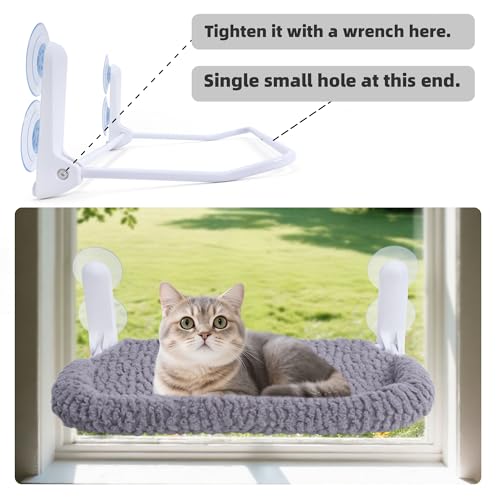 AIWIKIDE Cat Window Perch with Cushion Rim, Easy Install Bracket, Portable Wall Hammock for Indoor Cat, Grey - color: Grey, size: Cushion Rim - 1 Piece