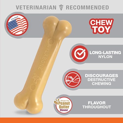 Nylabone Power Chew Original Bone Chew Toy, Peanut Butter Flavor, Small - size: Small