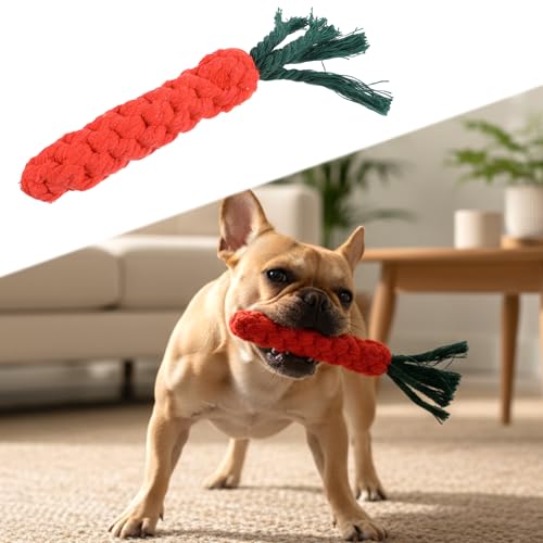 3 Pcs Dog Toy Carrot, Cotton Woven Puppy Teething Rope Toys for Dogs Cats Safe Braided Rabbit Toys Dental Cleaning Chew Toy for Small Pets Aggressive Chewers Entertainment & Interaction