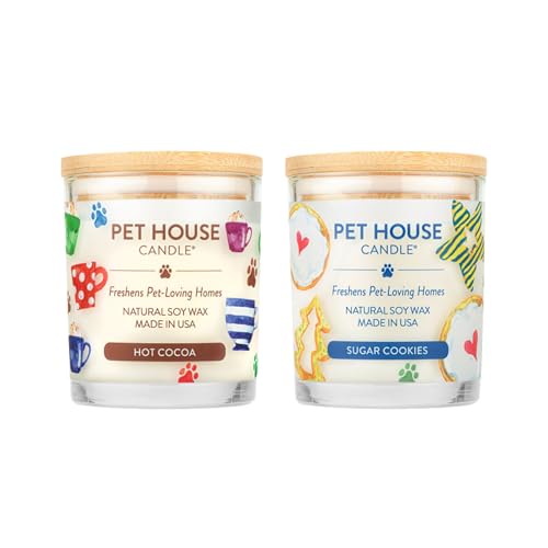 Hot Cocoa & Sugar Cookies Candle Pet Friendly Plant-Based Wax, Pet House - color: Hot Cocoa, Sugar Cookies, size: Pack of 2