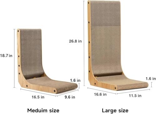 FUKUMARU Cat Scratcher, 18.7 Inch L Shaped Cat Scratch Pad Wall Mounted - size: 1 Pack 18.7 in Wood Color