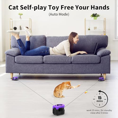 AsFrost Interactive Cat Toy for Indoor Cats Chase/Run/Hunt/Exercise-Purple - color: Elegant Purple