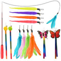 Cat Toys for Indoor Cats, 13 Packs Interactive Cat Wand Toy Set with Feather＆Ribbon Refills, Feather Toys for Exercise, Playtime and Boredom Relief with Kitten - size: 13 Packs B