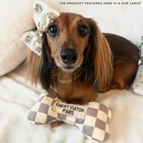 Haute Diggity Dog Chewy Vuiton Bone Plush Dog Toy, Designer Parody Toy - color: Brown Bone, size: Large