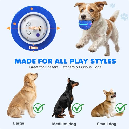 Interactive Dog Toys Ball – Automatic 3-Mode Active Rolling Balls (Blue) - color: Blue