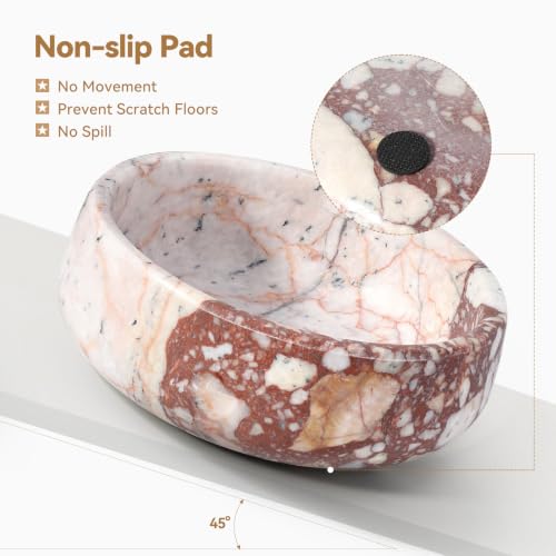Karibiber Calacatta Marble Dog Bowl, Weighted Dog Food Bowl, Non-Slip Large Heavy Water Bowls, Stone Food and Water Dish for Medium Dogs, Holds 4 Cups(5lbs) - color: Calacatta Small