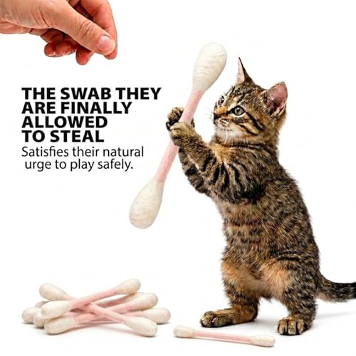 Glaciart One Swabs Cat Toys with Catnip - 6 Pk | Durable for Chew, Cute Cat Toys Interactive Kitty for Boredom, Exercise, & Play | Filled w/Organic Catnip for Anxiety & as Digestive Aid | Gift Idea - color: Pink Swabs, size: Regular