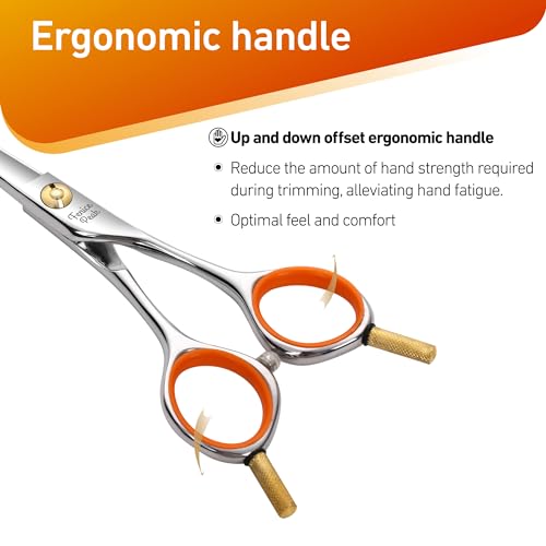 5'' Small Curved Scissors Lightweight Dog Cat Grooming Scissors with Safety Round Tip JP440C Stainless Steel Sharp Blades for Body Facial Nose Ear and Paw Hair Easy Use - color: Curved, size: 5"