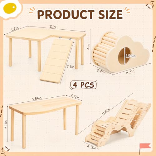 BreezeHug 4 Pcs Hamster Cage Accessories Hamster Platform Toy, L-Shaped - style: L-shaped
