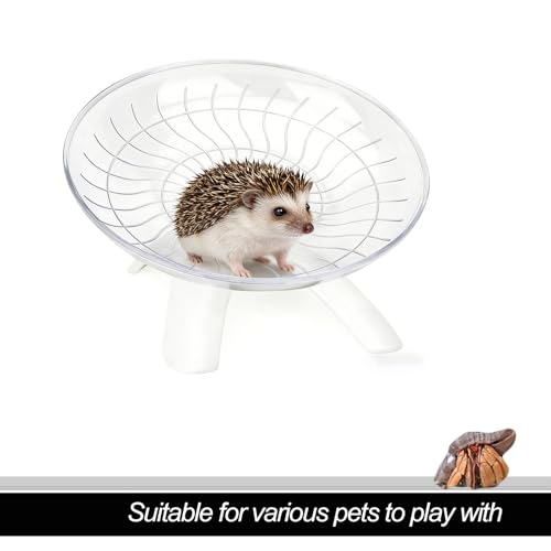 Hamster Wheel, Hamster Flying Saucer Silent Running Exercise Wheel for Hamsters, Gerbils, Mice,Hedgehog and Other Small Pets Silent Running Wheel Hermit Crab Wheel(White)