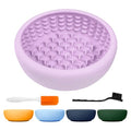 Dog Slow Feeder Licking Bowl,Freezeable Anxiety Relief Treat Dispenser, Non-Slip Anti-chocking Pet Dish, Interactive Puzzle Toy for Small Medium Breed,Freezable BPA Free Silicone Dishwasher Safe - color: purple, size: S