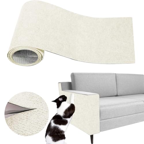 SREBAY Cat Scratch Couch Furniture Protector, Self-Adhesive Scratch Pad - color: Off White, size: 78.7x15.8Inch