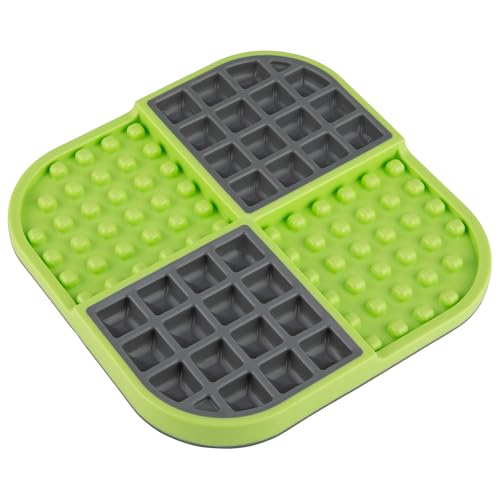 LickiMat Slomo, Cat Slow Feeder Lick Mat, Boredom Anxiety Reducer; Perfect for Food, Treats, Yogurt, or Peanut Butter. Fun Alternative to a Slow Feed Cat Bowl or Dish, Green - color: Green