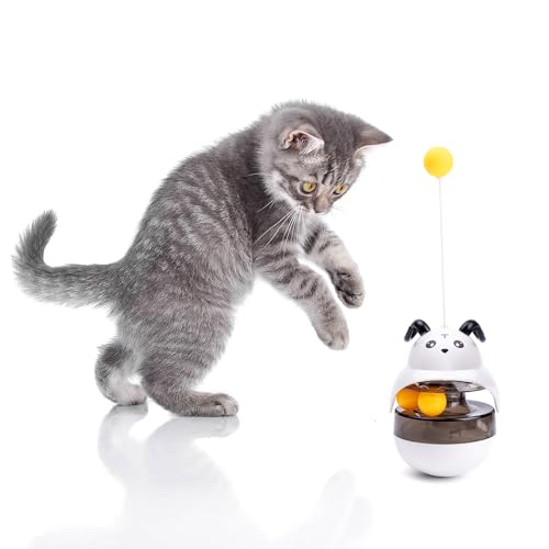 Cat Treat Puzzle Toy, Auto-Balancing Pet Food Dispenser - Brain Stimulating - Slow Feeder - Boredom Relief Kitten Toys, Interactive Training, Toy for Indoor Bored Cats (White, Sheep) - color: White