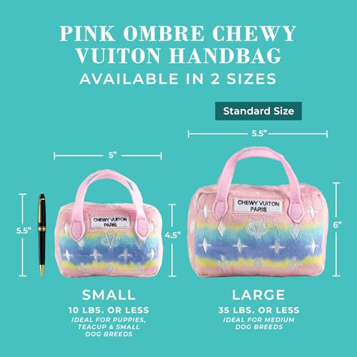 Haute Diggity Dog Chewy Vuiton Handbag Plush Dog Toy, Designer Parody Toy - color: Pink Ombre Purse, size: Large