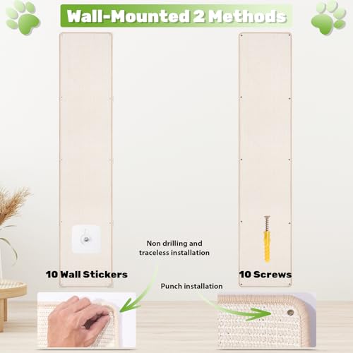 Uranshin Natural Sisal Cat Wall Climbing Carpet, Wall Scratcher Mat Pad - color: White, size: 78.7"Lx15.7"W, 1PC
