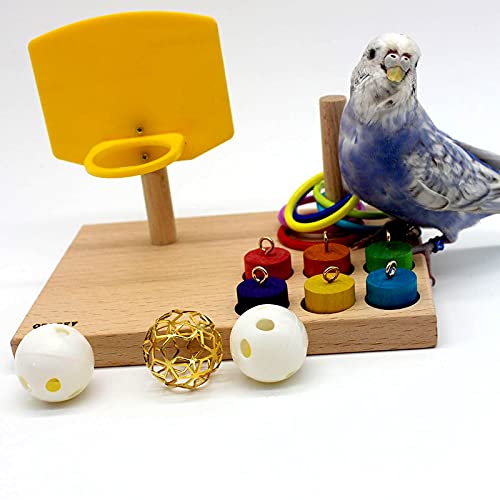QBLEEV Bird Basketball Toy, Parrot Activity & Foraging Training Toys Set - color: Basketball Toy Set