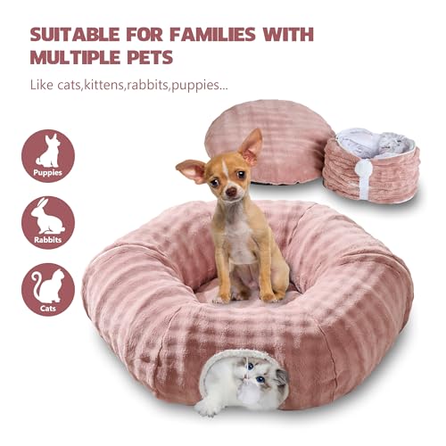 Bubble Round Cat Tunnel for Indoor Cats, Dusty Pink - color: Dusty Pink, size: Round