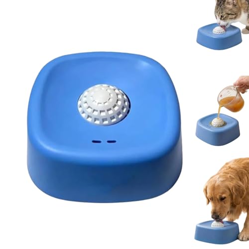 Dog & Cat Lick Bowl Slow Feeder with Rolling Ball, No-Spill Liquid Bowl for Bone Broth, Yogurt, Wet Food, Post-Op Liquid Diet, Calming Enrichment Toy for Dogs, Cats, Rabbits and Small Pets