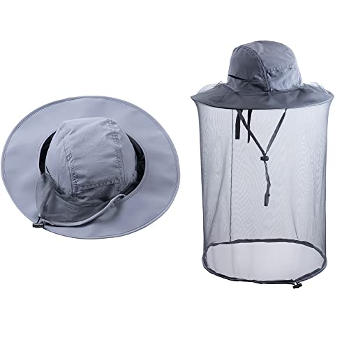 Head net hat Beekeeping Beekeeper bee Veil hat Hunting Netting mesh Hood Cap bee Keeper Catcher Halloween Costume Dark Grey - color: Dark Grey