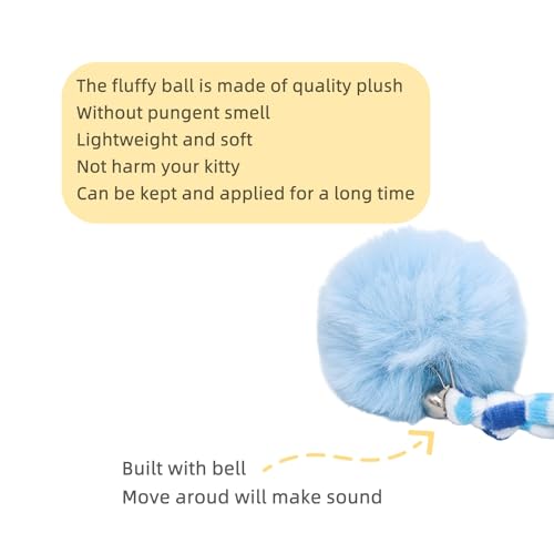 3Pcs Cat Spring Toys with Ball Hanging Kitten Toys Pets Interactive Toy Cat Ball Toys with Bell Long Tail Elastic Soft Plush Cat Toys for Indoor Kitten and Cats (yellowbluegreen, 3pcs) - color: yellowbluegreen, size: 3pcs