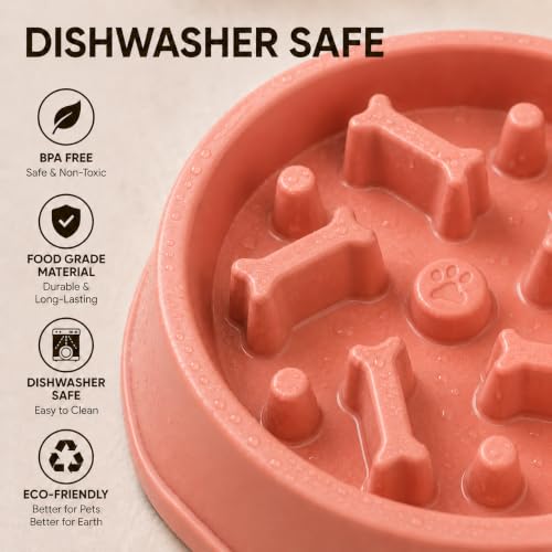 Slow Feeder Dog Bowl,Suitable for Small and Medium Breeds.Pink - color: Pink