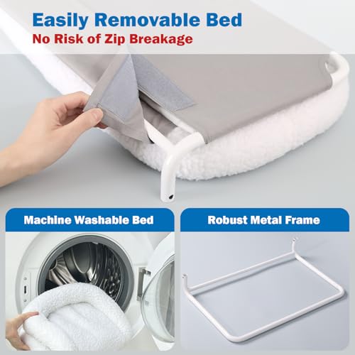 Zakkart Foldable Cat Hammock for Window (White Bolster Bed, Large) - color: White Bolster Bed, size: Large