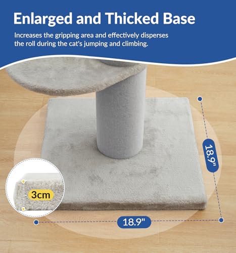 Cat Craft 43" Short Plush Cat Scratching Post with Perch & Bed, Grey - color: Light Grey