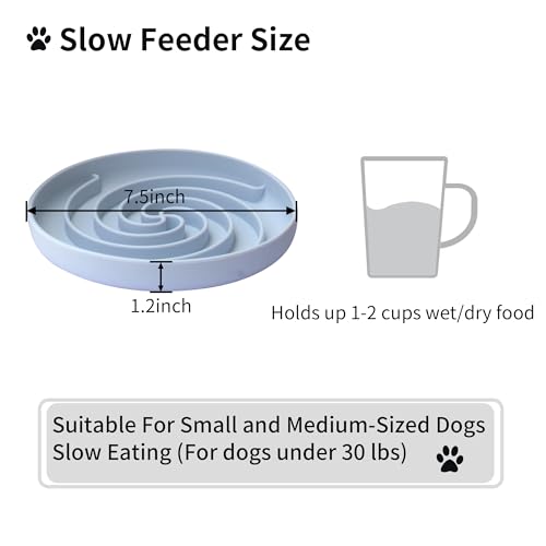 Bifeaw Slow Feeder Dog Bowls, Dishwasher Microwave Safe Silicone Puppy Puzzle Bowl with Non-Slip Design for Eating (Blue and Yellow) - color: Blue and Yellow