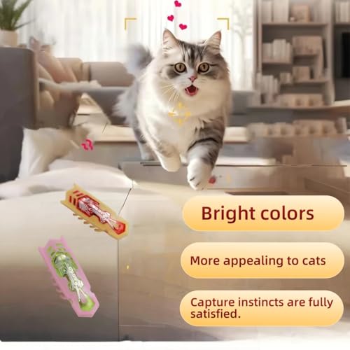 Interactive Cat Toy, 2 Pack Colorful Electric Vibrating Beetle, Self-Righting Automatic Crawl Toy, Bite Resistant Safe Pet Toy, Works On Carpet, Multi Cat Indoor Hunting Exercise Toy - color: Orange+pink