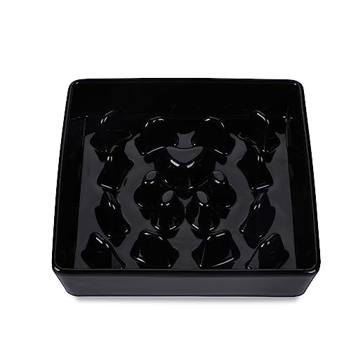 Square Slow Feeder Dog Bowls, Ceramic Fun Slow Eater Bowl for Small Medium Breed (Black) - color: Black